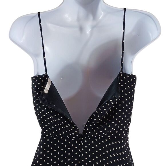 Vintage Black Polka Dot Slip Dress XS | Sheer Overlay Lined Spaghetti Strap USA - Picture 6 of 8